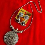 Oxidised Chain Necklace With Jhumka Earrings