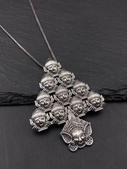 Oxidised Chain Necklace With Jhumka Earrings