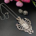 Oxidised Chain Necklace With Jhumka Earrings