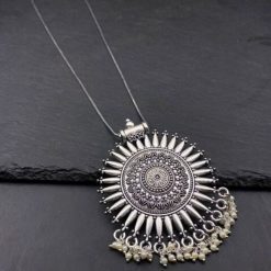 Oxidised Chain Necklace With Jhumka Earrings