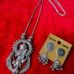Oxidised Chain Necklace With Jhumka Earrings