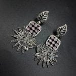 Silver Replica Earrings - Trendy Silver Look aLike Dangler Earring - "Baby Pink"