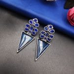 Designer Monalisa Silver Replica Dangler Earrings | Best Party-wear Jewelry - "Blue"