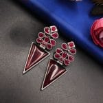Designer Monalisa Silver Replica Dangler Earrings | Best Party-wear Jewelry - "Pink"