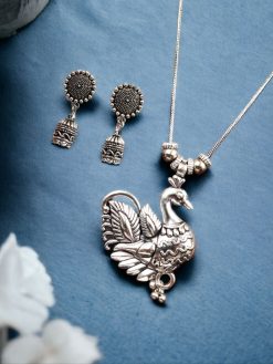German Silver Bird Necklace | Silver Plated Chain Pendent For Girls