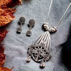 Oxidised Chain Necklace | Godress Durga Pendant Set For Girls