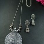 Oxidised Chain Necklace With Jhumka Earrings