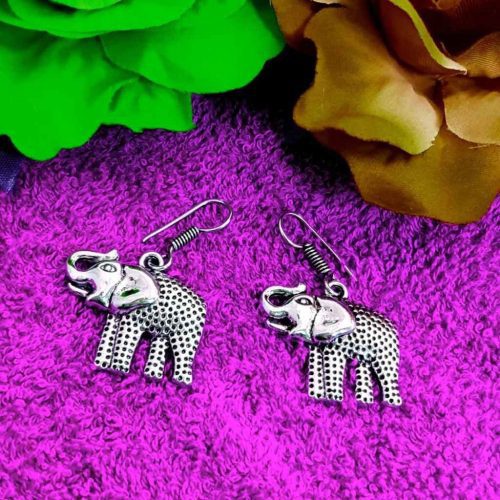 Elephant Hook Earrings in German Silver
