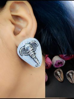 Premium Quality Designer Oxidised Ganesha Stud Earrings For Girls
