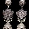 Oxidised Peacock Jhumkas Earrings For Girls