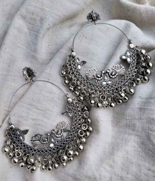 Light Weight Oxidised Chandbali Earrings - Image 4