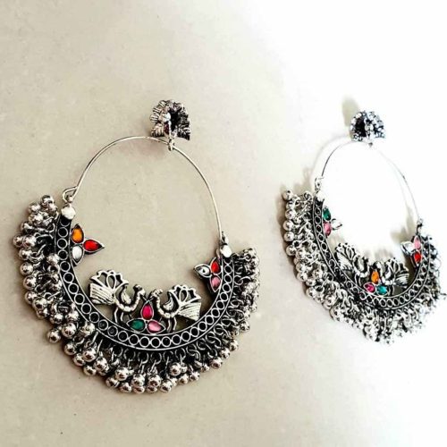 Light Weight Oxidised Chandbali Earrings - Image 3