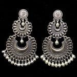 Oxidised Double Chandbali Earrings For Girls