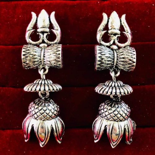 Traditional Trishul Oxidised Earrings