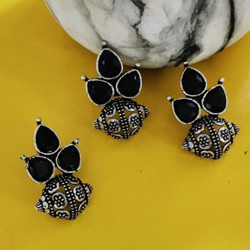 Oxidised Combo Set : Stud Earrings With Matching Ring