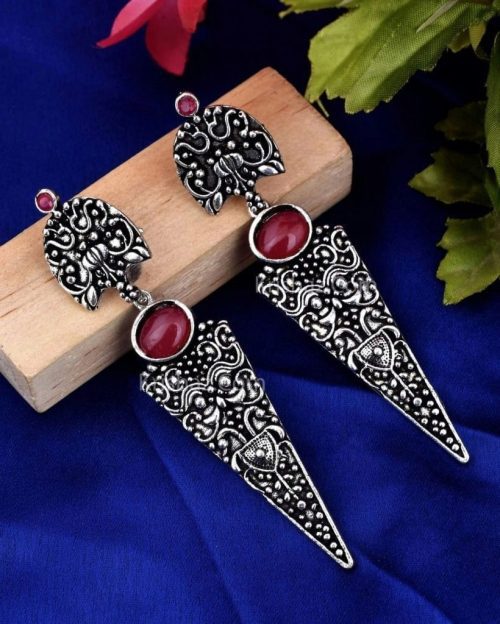 Designer Stone Stud Dangler Earrings - Image 5