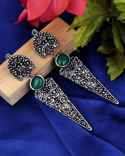 Designer Stone Stud Dangler Earrings - Image 3
