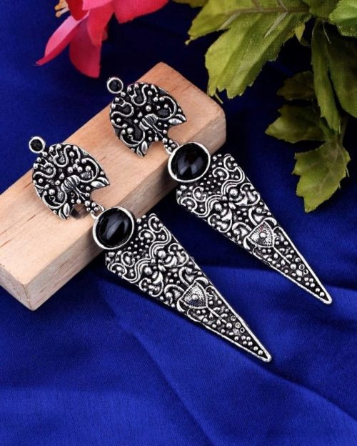 Designer Stone Stud Dangler Earrings - Image 2