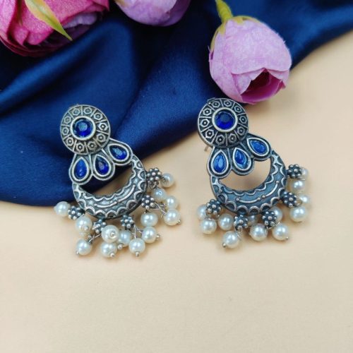Oxidised Chand Bali Earrings Daily Wear - Image 5