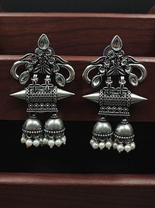 Double jhumka Oxidised Earrings For Girls