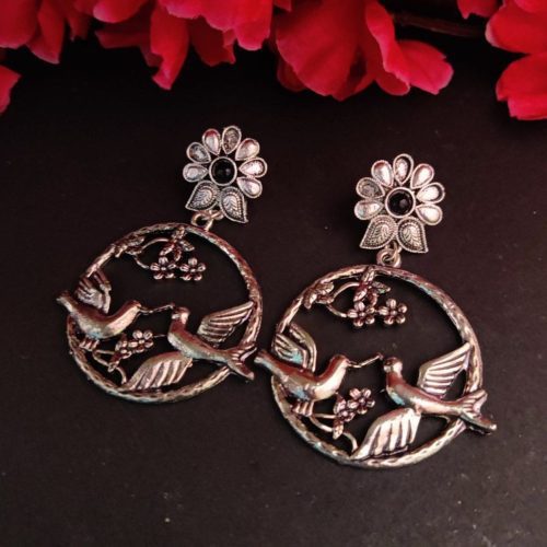 Oxidised Love Bird Daily Wear Earrings - Image 5