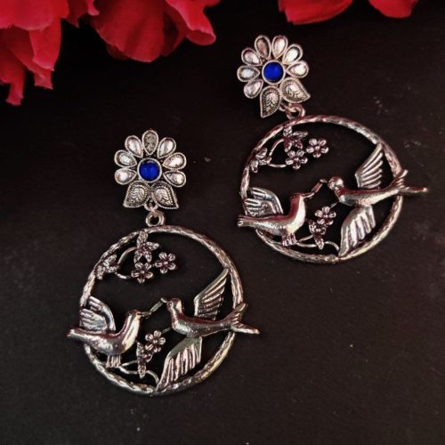 Oxidised Love Bird Daily Wear Earrings
