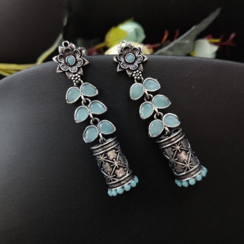 Oxidised Jhumka Design Light Weight Earrings - Image 5