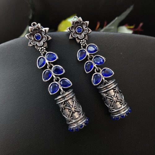 Oxidised Jhumka Design Light Weight Earrings - Image 4