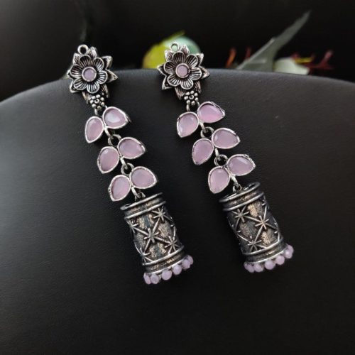 Oxidised Jhumka Design Light Weight Earrings - Image 3