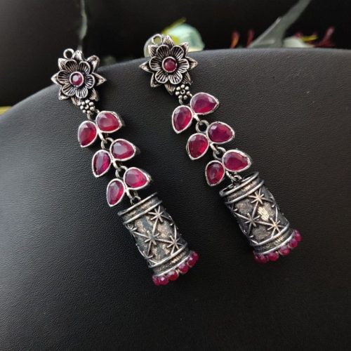 Oxidised Jhumka Design Light Weight Earrings