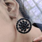 Oxidised Dangler Round lotus Design Stone Work Earrings