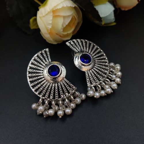 Designer Half Round Stud Earrings Office Wear - Image 4