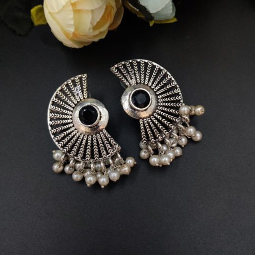 Designer Half Round Stud Earrings Office Wear - Image 3