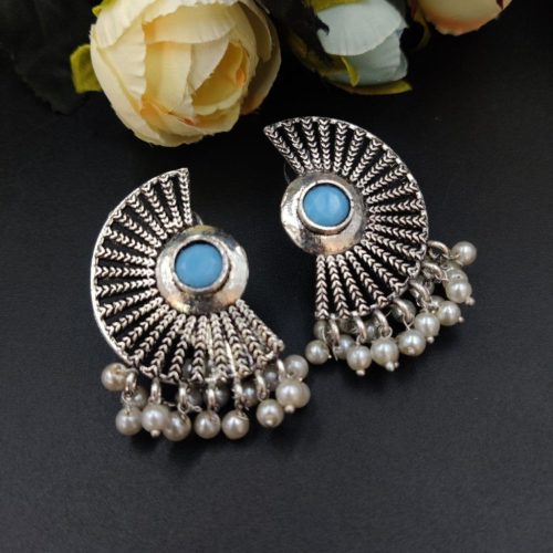 Designer Half Round Stud Earrings Office Wear - Image 2