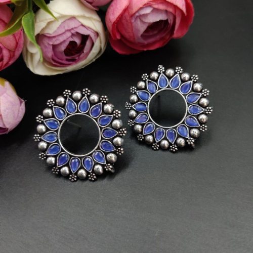 Light Weight Circle Stone Stud Earrings - Image 3
