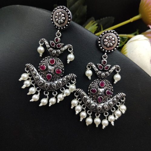 Dangler Oxidised Stud Earrings