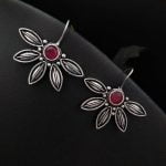 Flower Design Stud Earrings - Light Weight Hook Earrings - "Pink"