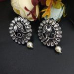 Oxidised Elephant Design Stud Earrings