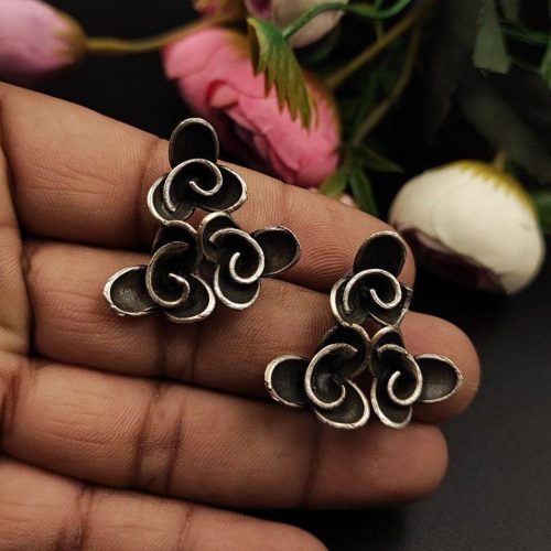 Replica Oxidised Flower Stud Bird Earrings