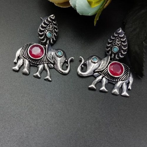 Traditional German Silver Elephant Earrings