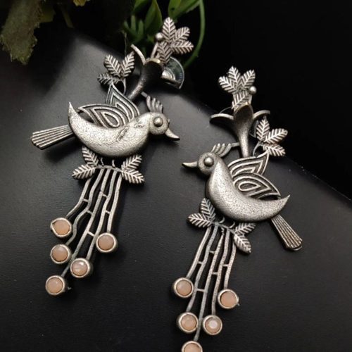 Oxidised Silver Replica Plated Bird Earrings
