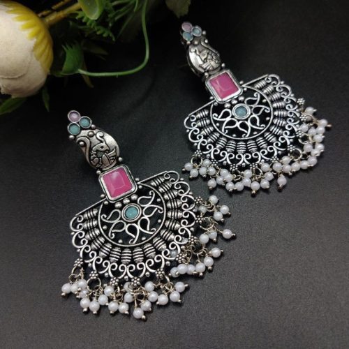 Light Weight Peacock Stud Chandbali Earrings - Image 5