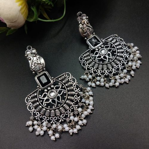Light Weight Peacock Stud Chandbali Earrings - Image 3