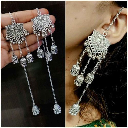 Triple jhumka kashmiri Style oxidised Earrings For Girls