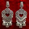 Stylish Plain Oxidised Long Earrings with 3 Jhumkies
