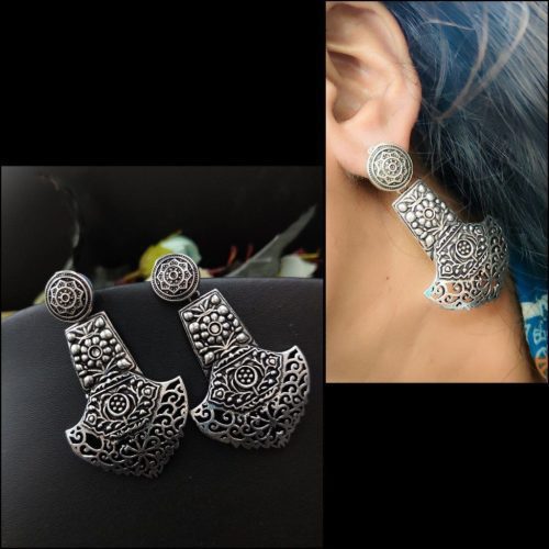 Oxidised Filigree Work Stud Earrings