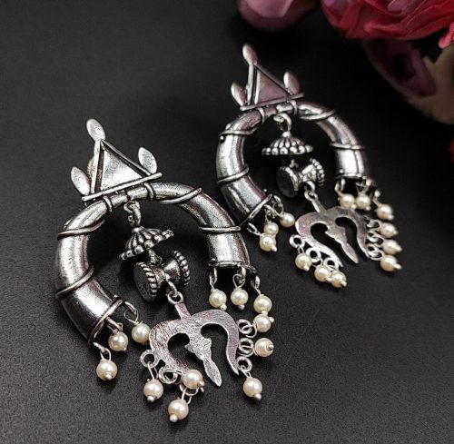 Trendy Design of Load Shiva Trishul Oxidised Earrings