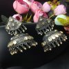 Jambo Size Black Polish Jhumka Oxidised Earrings