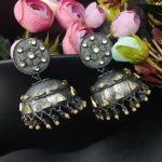 Jambo Size Oxidised Black Polish Jhumka Earrings