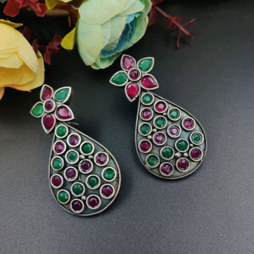 Silver replica Pineapple Stud Earrings with Stone Work - Image 5
